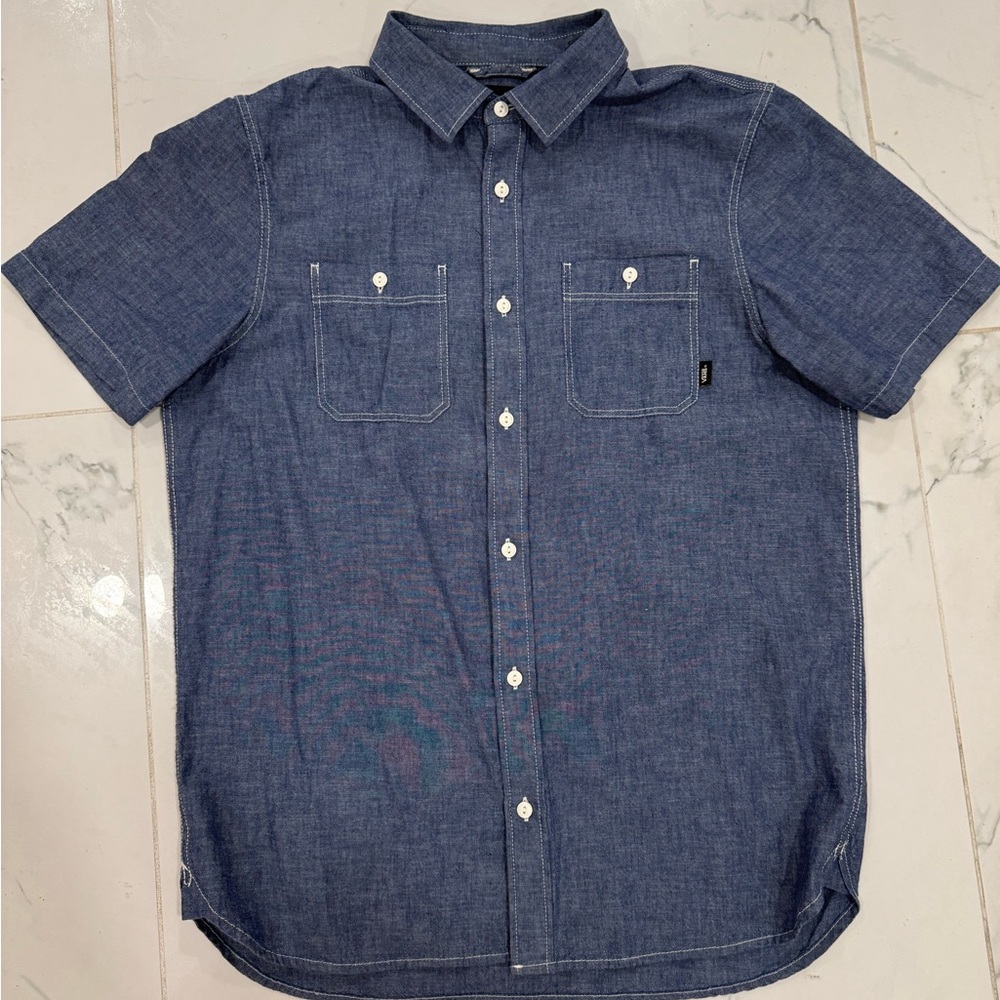 Vans Men's Casual Blue Button-Down Shirt